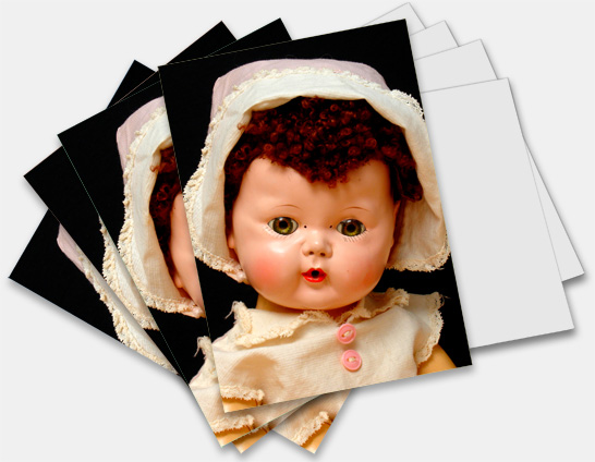 Tiny Tears doll note cards, greeting cards featuring classic antique and collectible dolls at http://www.collectornet.net/cards/dolls/