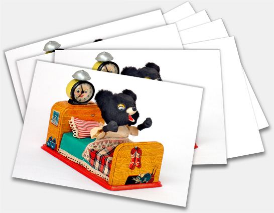 Note Cards, Greeting Cards featuring vintage antique made in Japan battery operated Sleeping Bear