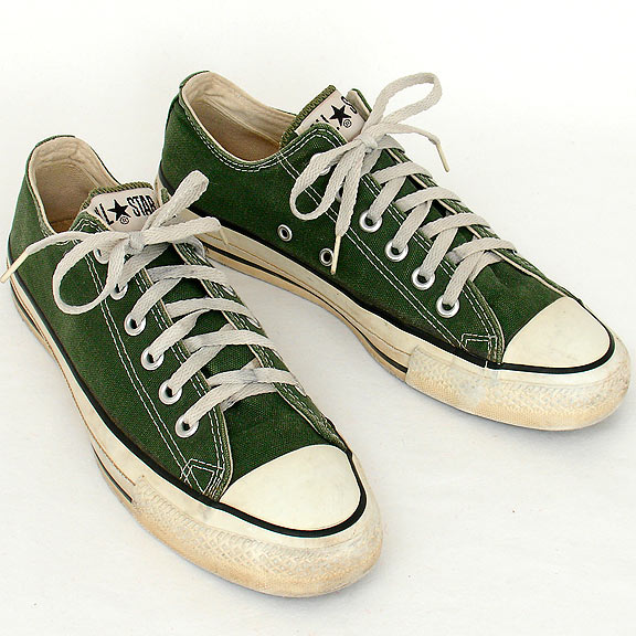 Vintage American-made Converse All Star Chuck Taylor forest green shoes for sale at http://www.collectornet.net/shoes