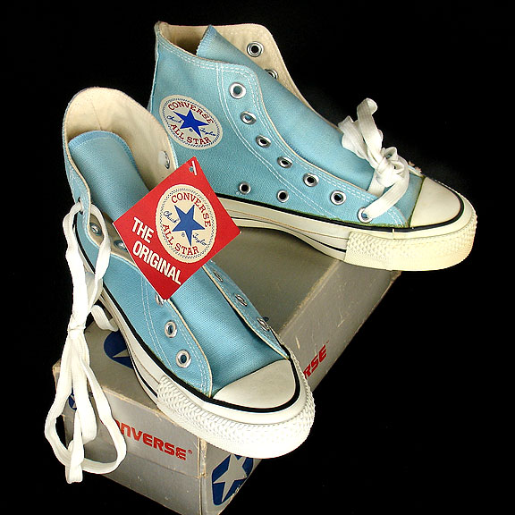 Vintage American-made Converse All Star Chuck Taylor "dreamy blue" shoes for sale at http://www.collectornet.net/shoes