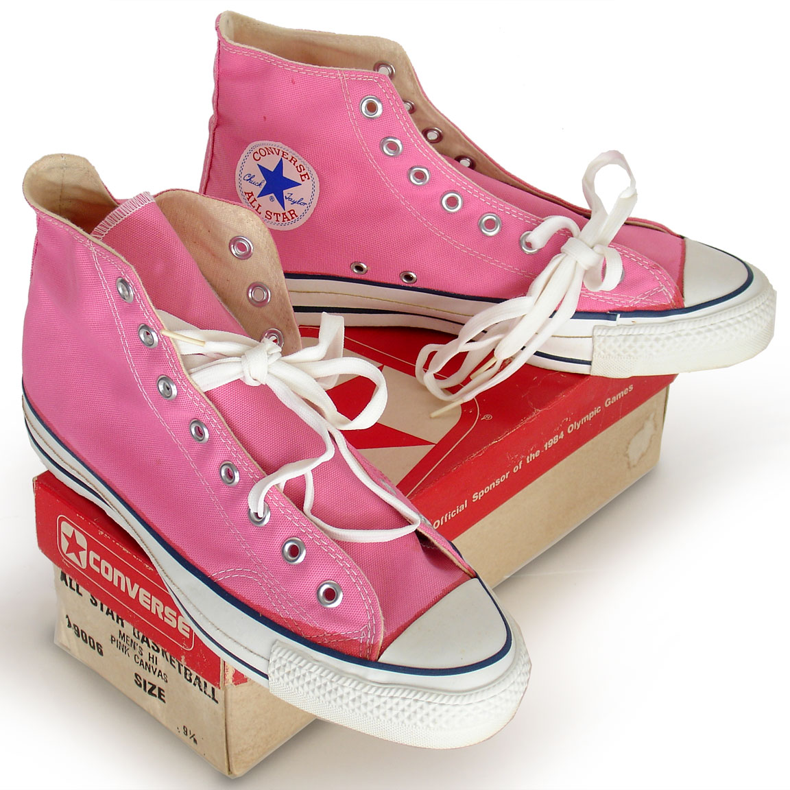 Real men DO wear pink. Vintage American-made Converse All Star Chuck Taylor pink shoes for sale at http://www.collectornet.net/shoes