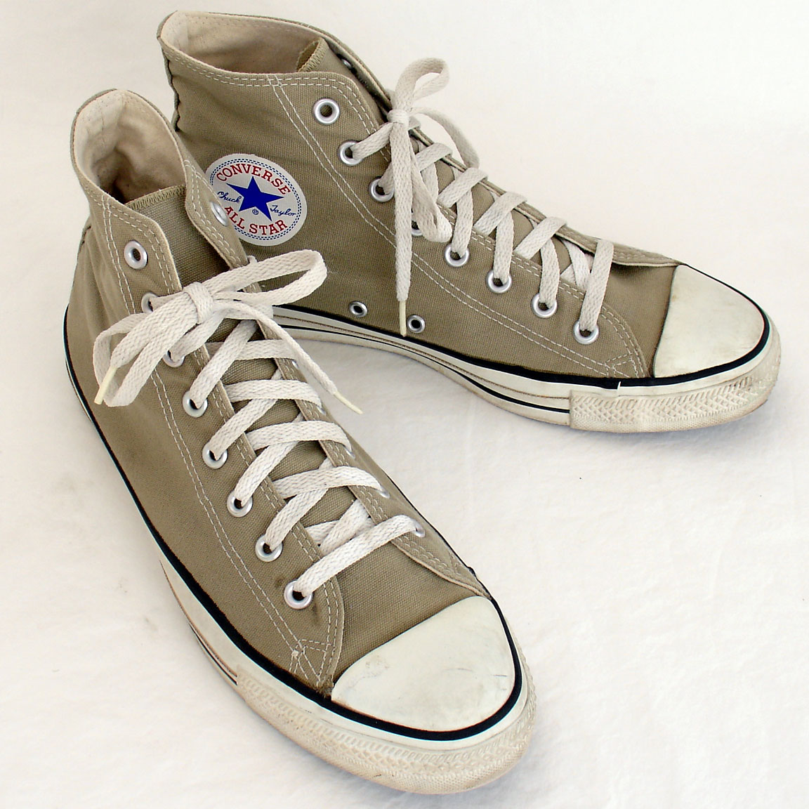 Vintage American-made Converse All Star Chuck Taylor khaki shoes for sale at http://www.collectornet.net/shoes