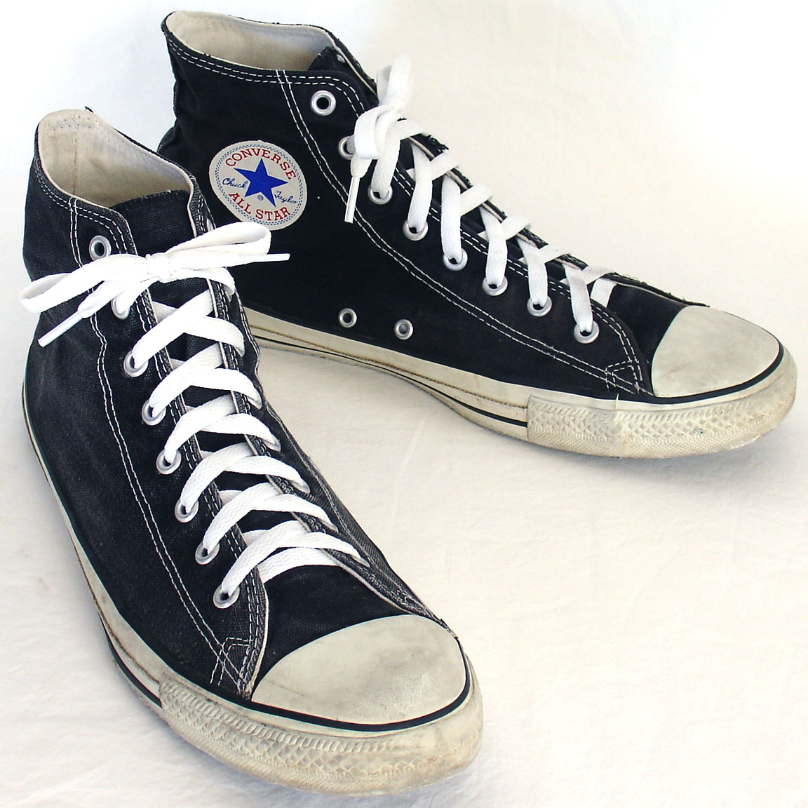 Vintage American-made Converse All Star Chuck Taylor black hi-top shoes for sale at http://www.collectornet.net/shoes