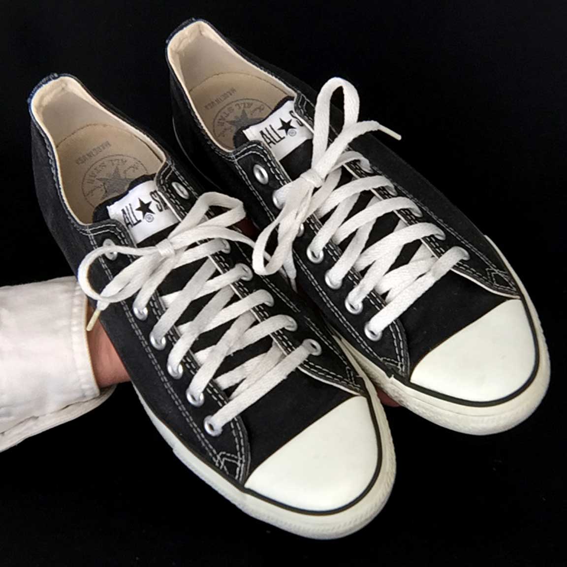 Vintage American-made Converse All Star black lo-top shoes for sale at http://www.collectornet.net/shoes