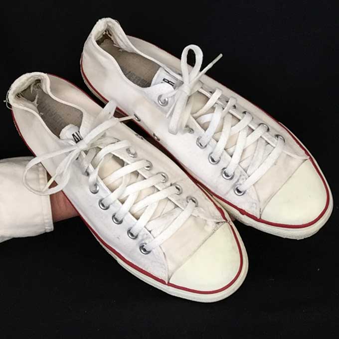 Vintage American-made Converse All Star Chuck Taylor shoes in classic white for sale at http://www.collectornet.net/shoes