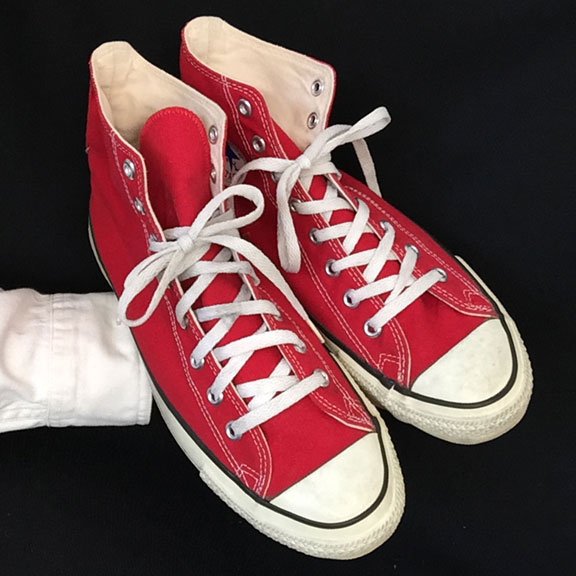 Vintage red American-made Converse All Star Chuck Taylor shoes for sale at http://www.collectornet.net/shoes