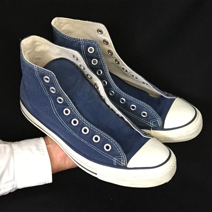 Vintage American-made Converse All Star Chuck Taylor blue hi-top shoes for sale at http://www.collectornet.net/shoes