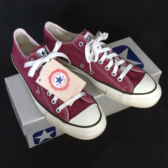 Vintage American-made Converse All Star Chuck Taylor burgundy shoes for sale at http://www.collectornet.net/shoes
