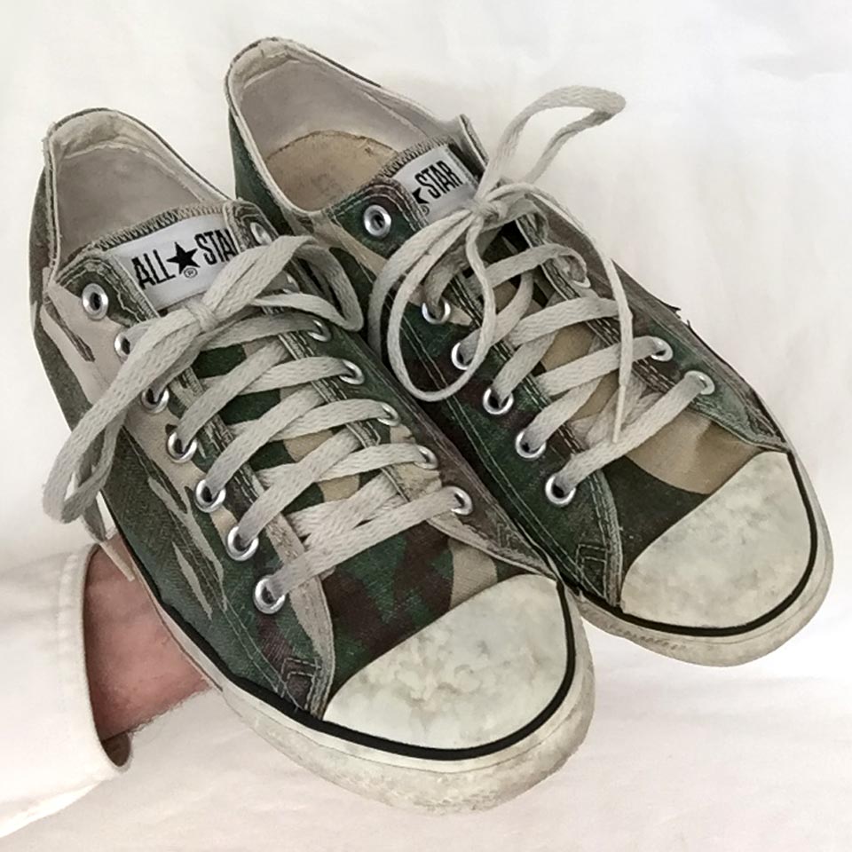 Vintage American-made Converse All Star Chuck Taylor camouflage shoes for sale at http://www.collectornet.net/shoes