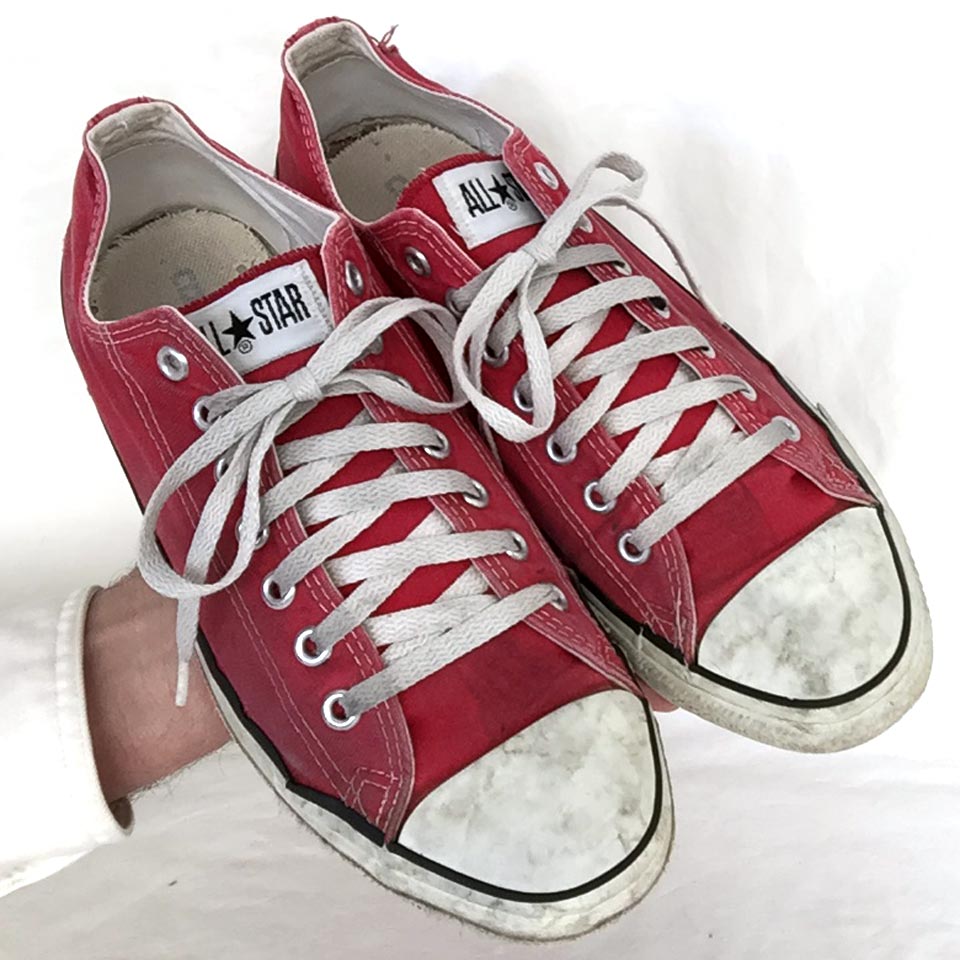 Vintage American-made Converse All Star Chuck Taylor red shoes for sale at http://www.collectornet.net/shoes