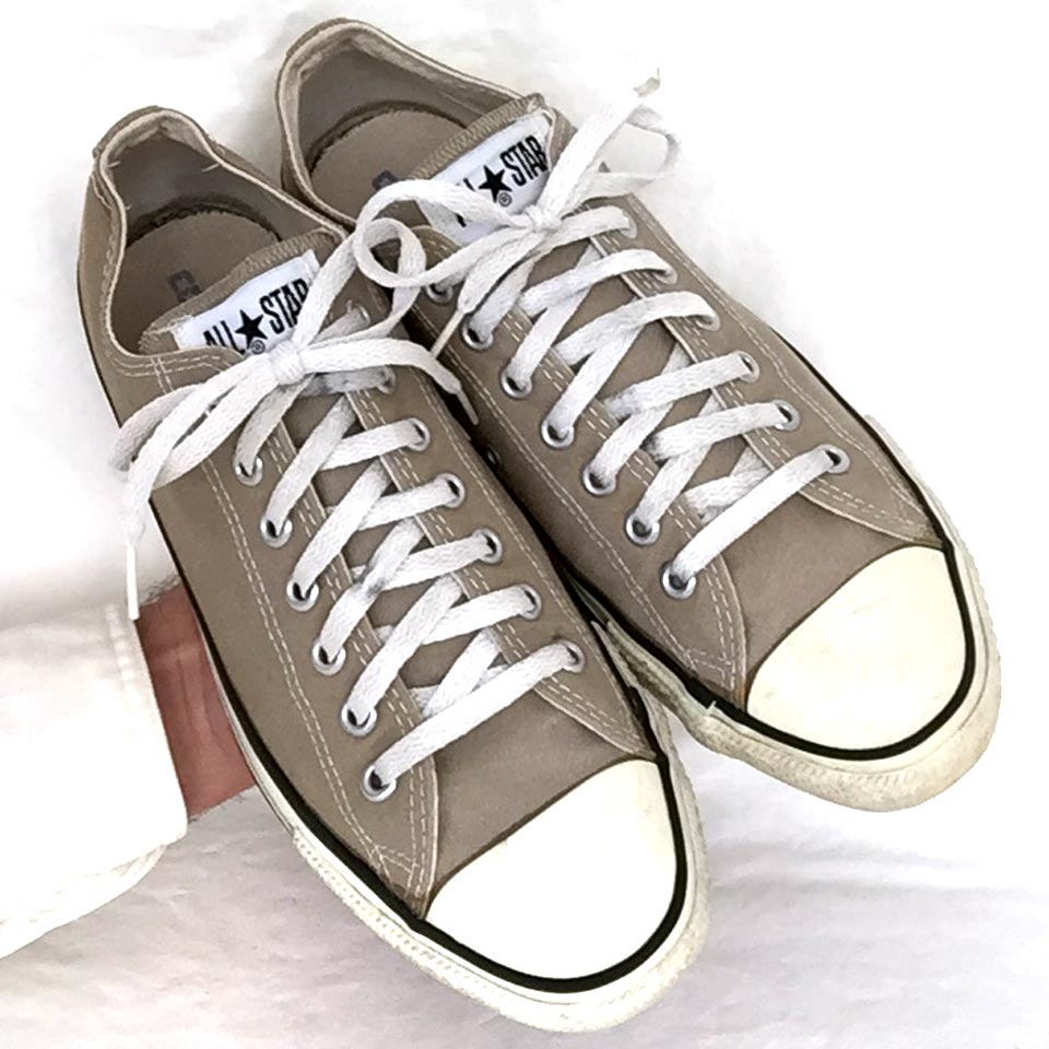 Vintage American-made Converse All Star Chuck Taylor khaki-tan shoes for sale at http://www.collectornet.net/shoes