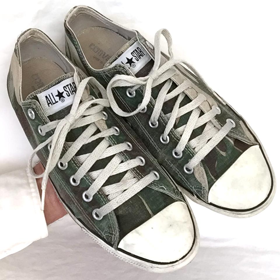 Vintage American-made Converse All Star Chuck Taylor camoufalge shoes for sale at http://www.collectornet.net/shoes